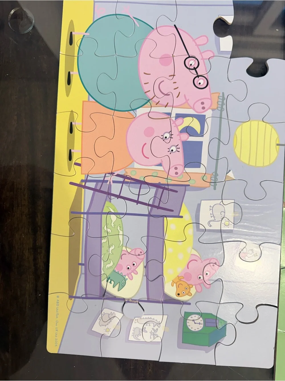 7- Peppa Pig Puzzle Set - Pink, Green, Blue Scenes numbered for easy making!
